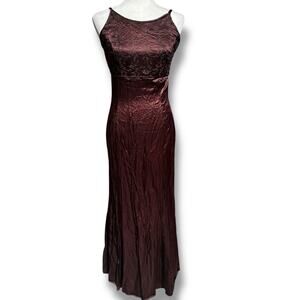 Vtg Jessica McClintock Gunne Sax Dress 11/12 Satin Floral Bodice Formal Gown Y2K